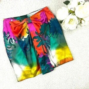 NWOT Trina Turk 100% Silk High Rise Bright Floral Lined Mini Skirt Size 2